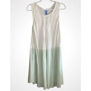 Island Beach Mint Green & White Sleeveless Ombre Dress Beach Cover S/M